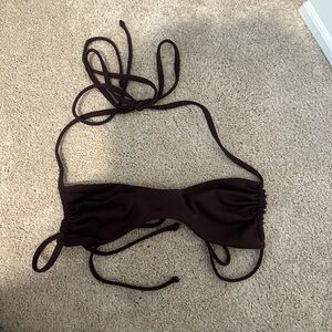 LAHANA espresso / dark brown chocolate bikini halter top. Size small